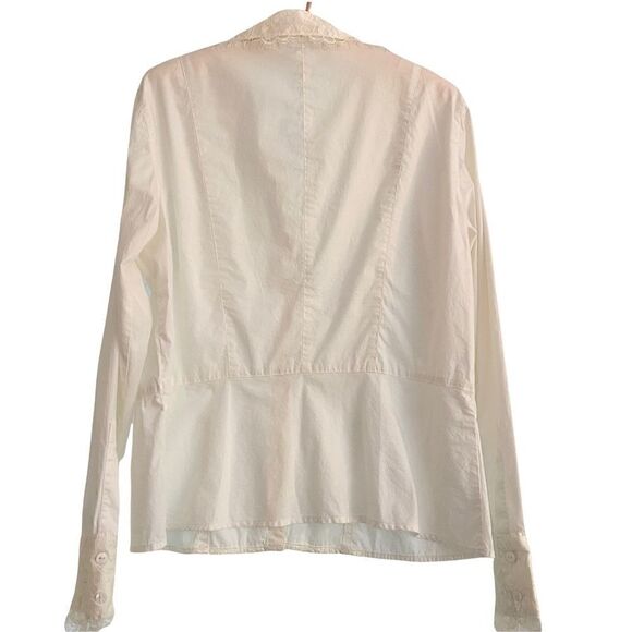 Coldwater Creek White Cotton Lace Embellished Blouse Cottagecore Medium - Picture 4 of 6